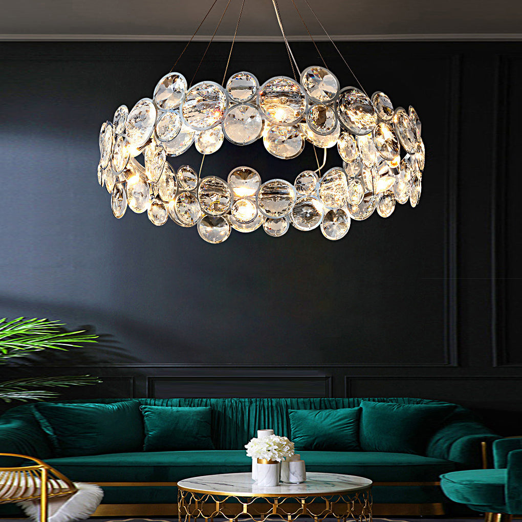 Modern Crystal Bubble Chandelier with Electroplated Metal Frame