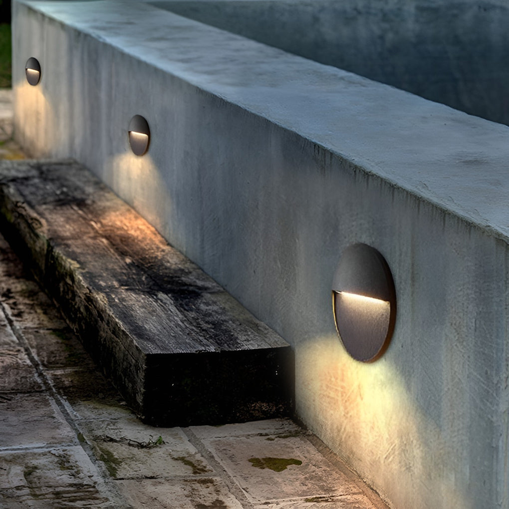 Round Aluminum Outdoor Step Light - Waterproof LED Stair Wall Sconce