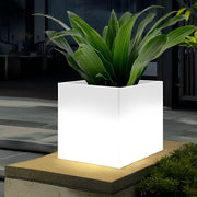 Square Solar LED Illuminated Planter - Waterproof Outdoor