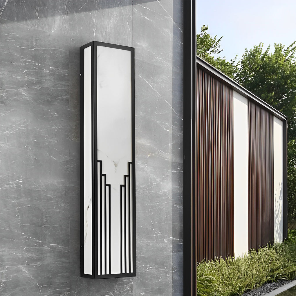 Modern Rectangular LED Outdoor Wall Light - Black Waterproof