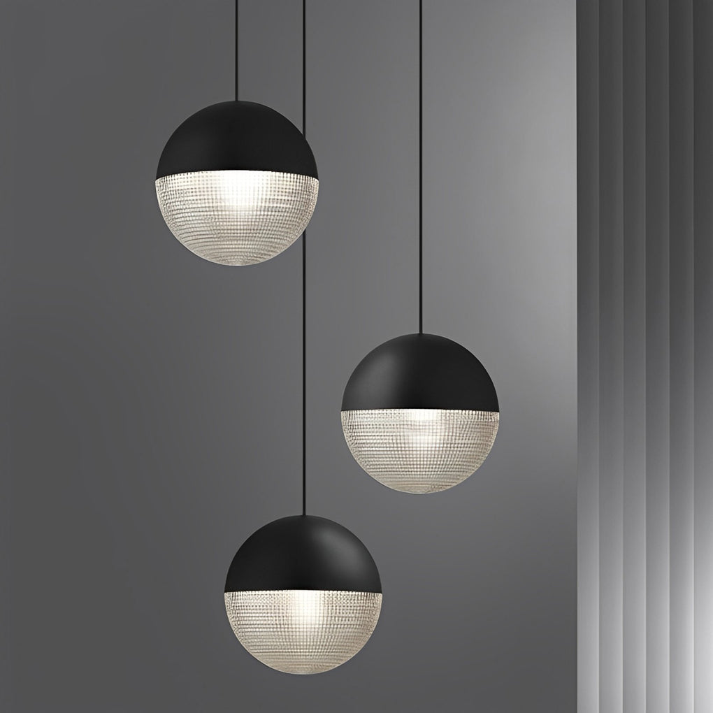 Modern Glass Globe Pendant Light with Gold & Black Finish