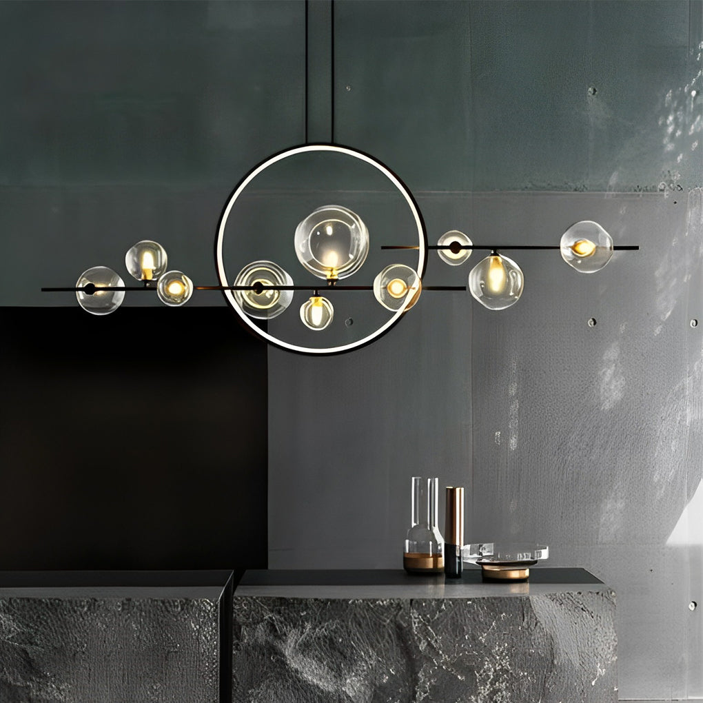 Modern Glass Bubble Chandelier with G9 LED – Black Finish
