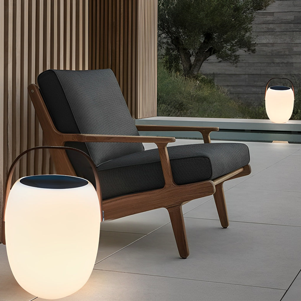 Solar LED Outdoor Lantern with Wood Grain Finish & Portable Handle