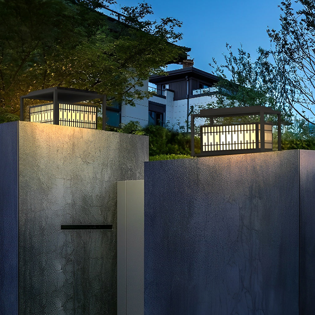 Square Industrial LED Outdoor Post Light - Waterproof Black Metal
