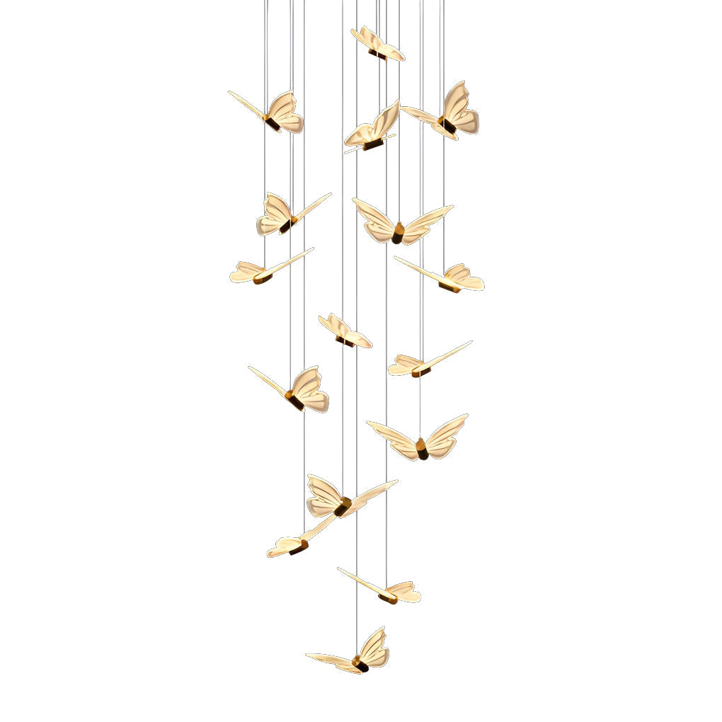 Butterfly Spiral LED Staircase Chandelier with 3-Step Dimming