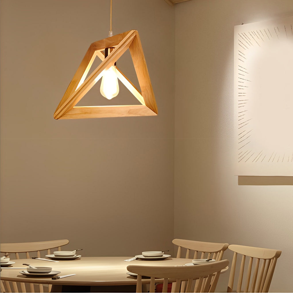 Geometric Wood Pendant Light - Modern Farmhouse Rustic Ceiling Fixture