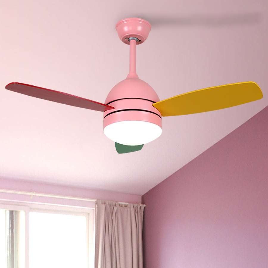 Modern Kids Ceiling Fan with Light | 42" Wood Blade Silent Fan