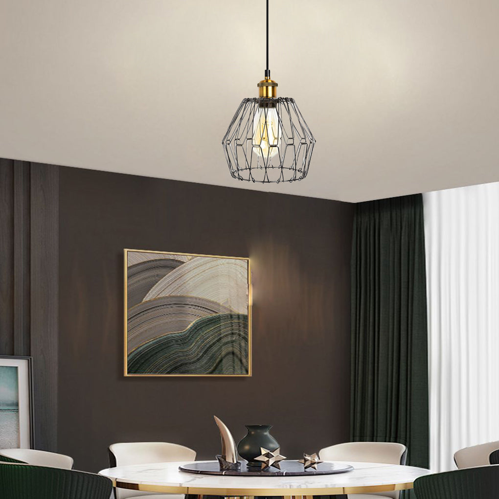 3-Light Adjustable Iron Cage Pendant Light Industrial Chandelier