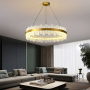 Modern Crystal Glass Chandelier with Dimmable LED Light