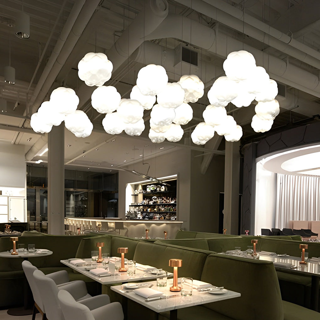 Cloud Glass Pendant Light - Modern White LED Ceiling Chandelier