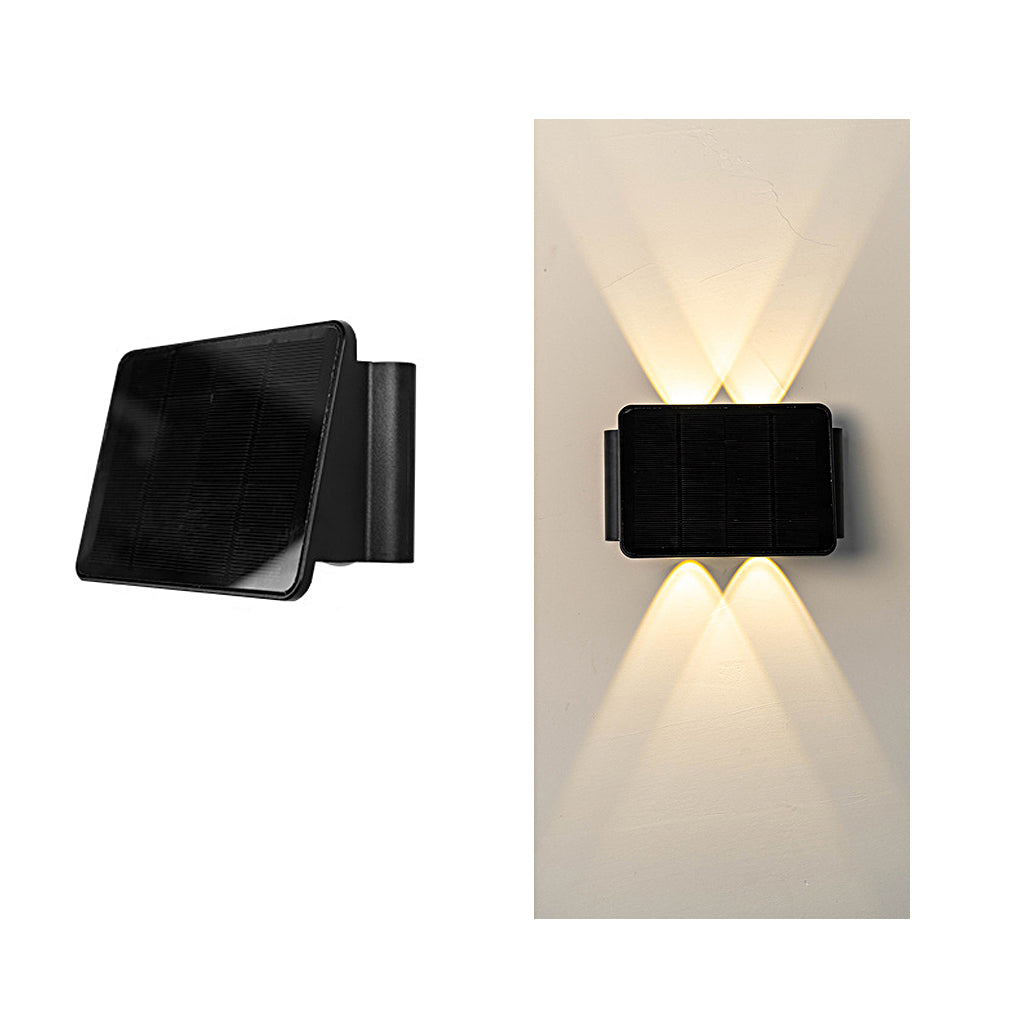 Modern Solar LED Outdoor Wall Light - Up Down Waterproof Black