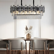 Rectangular Crystal Chandelier with Three-Step Dimming LED