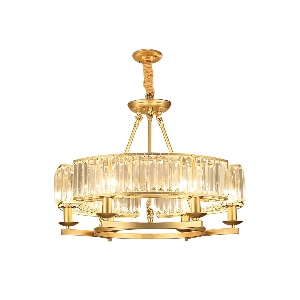 Modern Crystal Chandelier with Three-Step Dimming & Metal Frame
