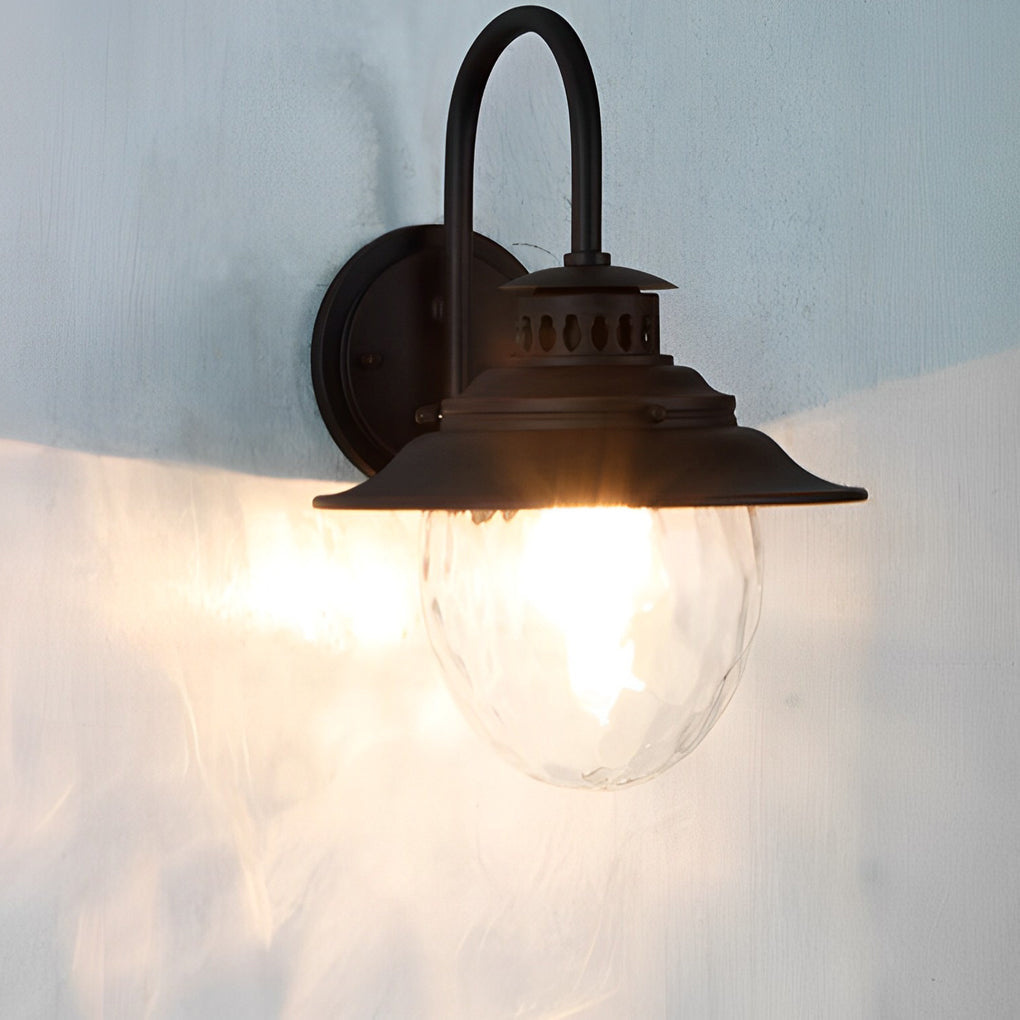 Modern Glass Aluminum Outdoor Wall Sconce with Stone Pattern Design