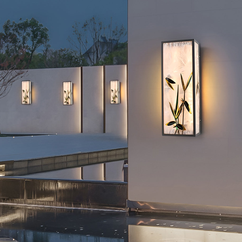 Vintage LED Outdoor Wall Sconce with Floral Acrylic Shade
