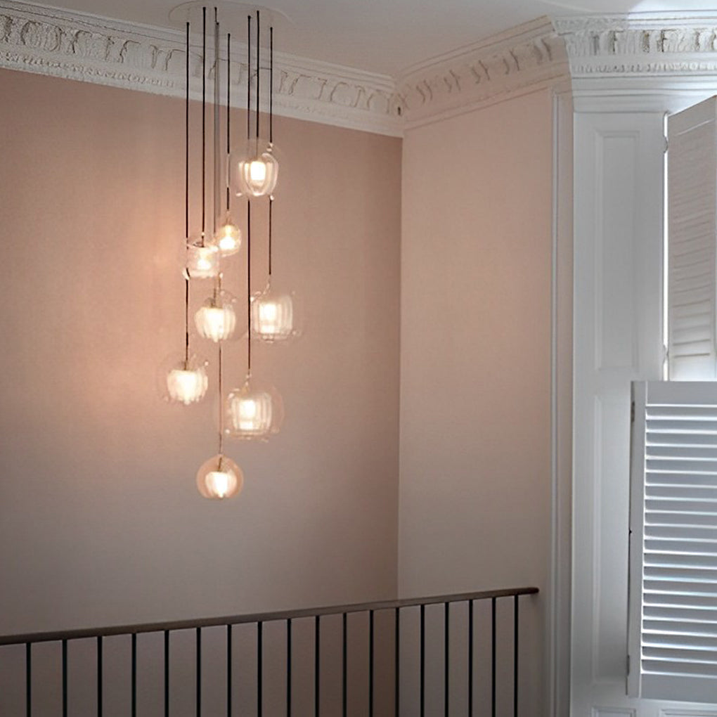 Modern Double Layer Glass Pendant Light with Brass Finish
