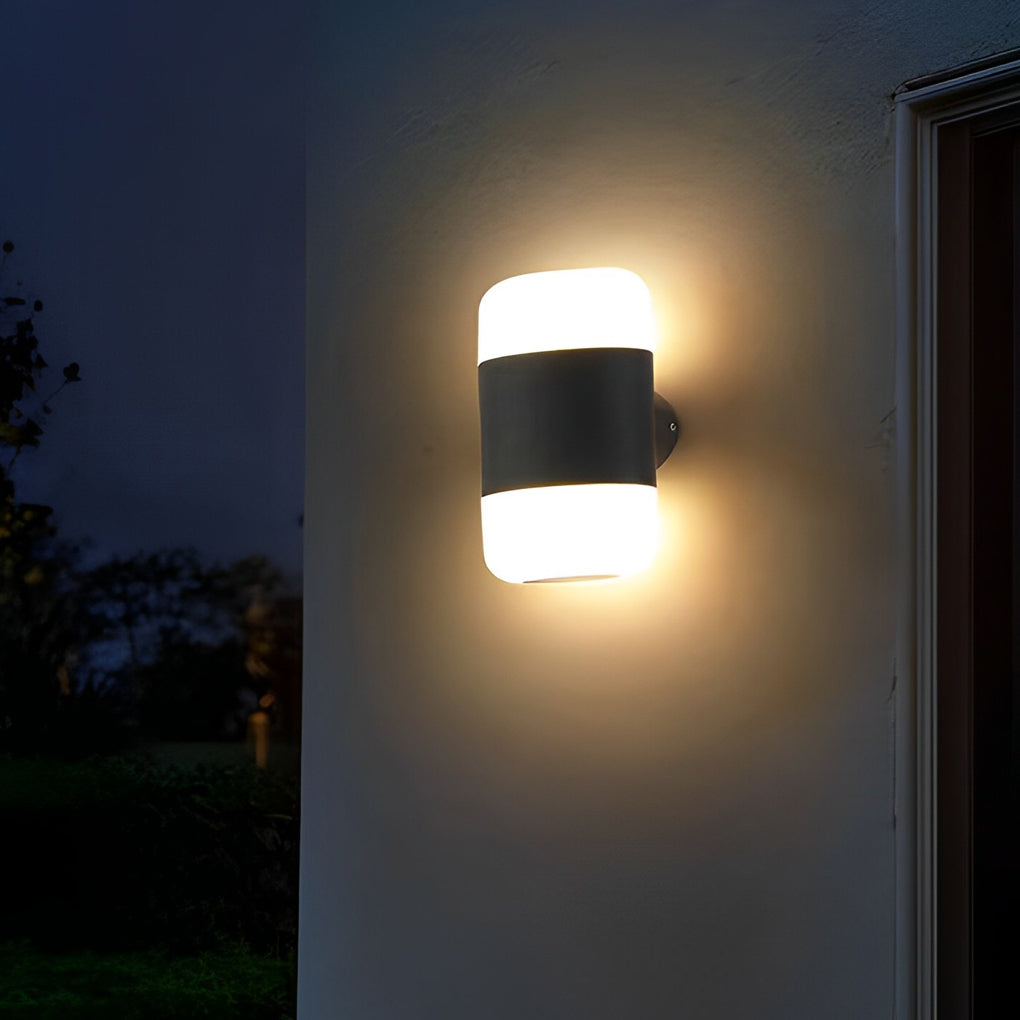 Modern Black Aluminum Outdoor Wall Lamp with LED Up Down Light
