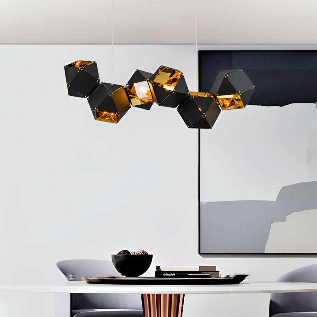 6-Light Geometric Polygonal Pendant Light - Modern Chandelier