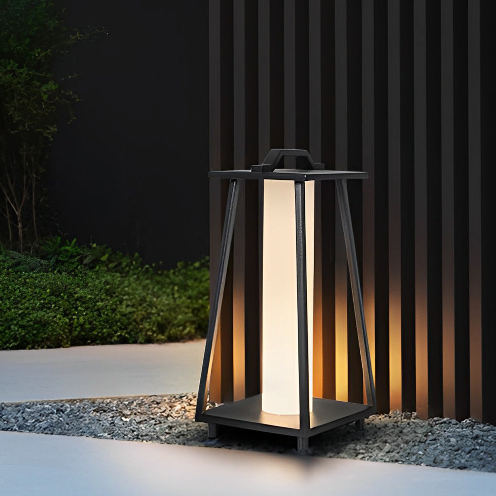 Modern Black LED Outdoor Floor Lamp with Handle – Portable Lantern