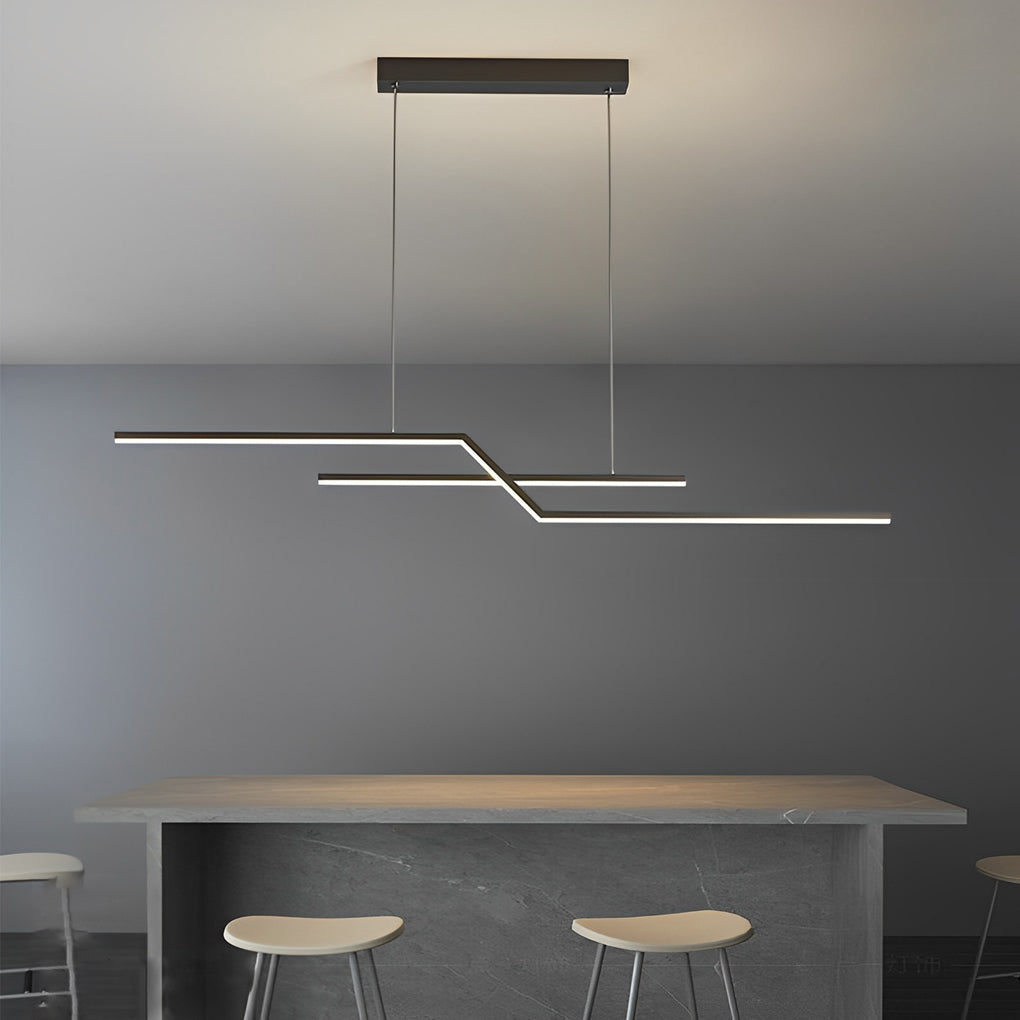Modern Wave Linear LED Pendant Light with 3-Step Dimming