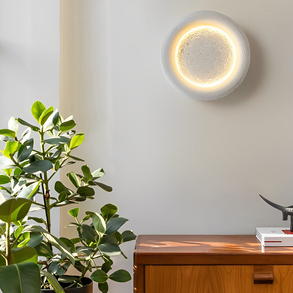 Round Moon Resin Wall Sconce - Modern LED Wall Light