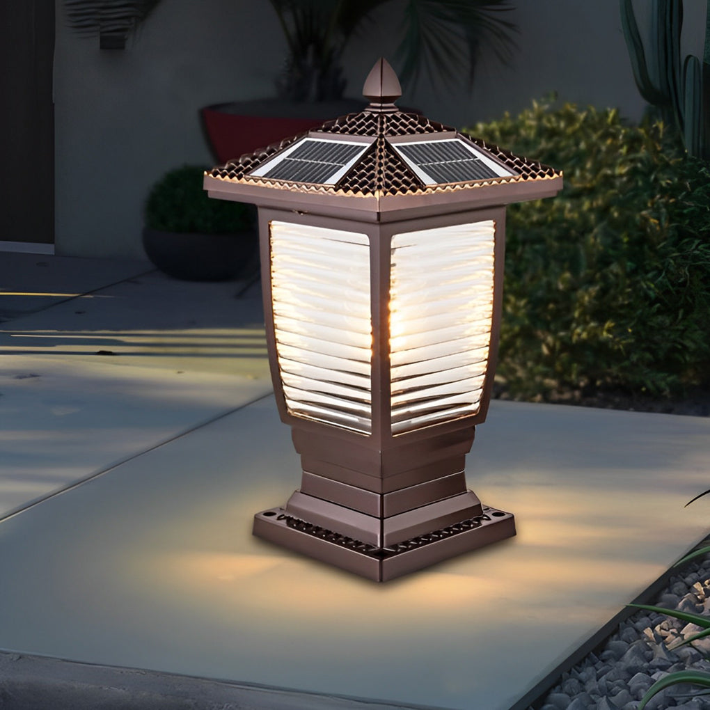 Modern Solar Fence Post Light - Glass & Aluminum Outdoor