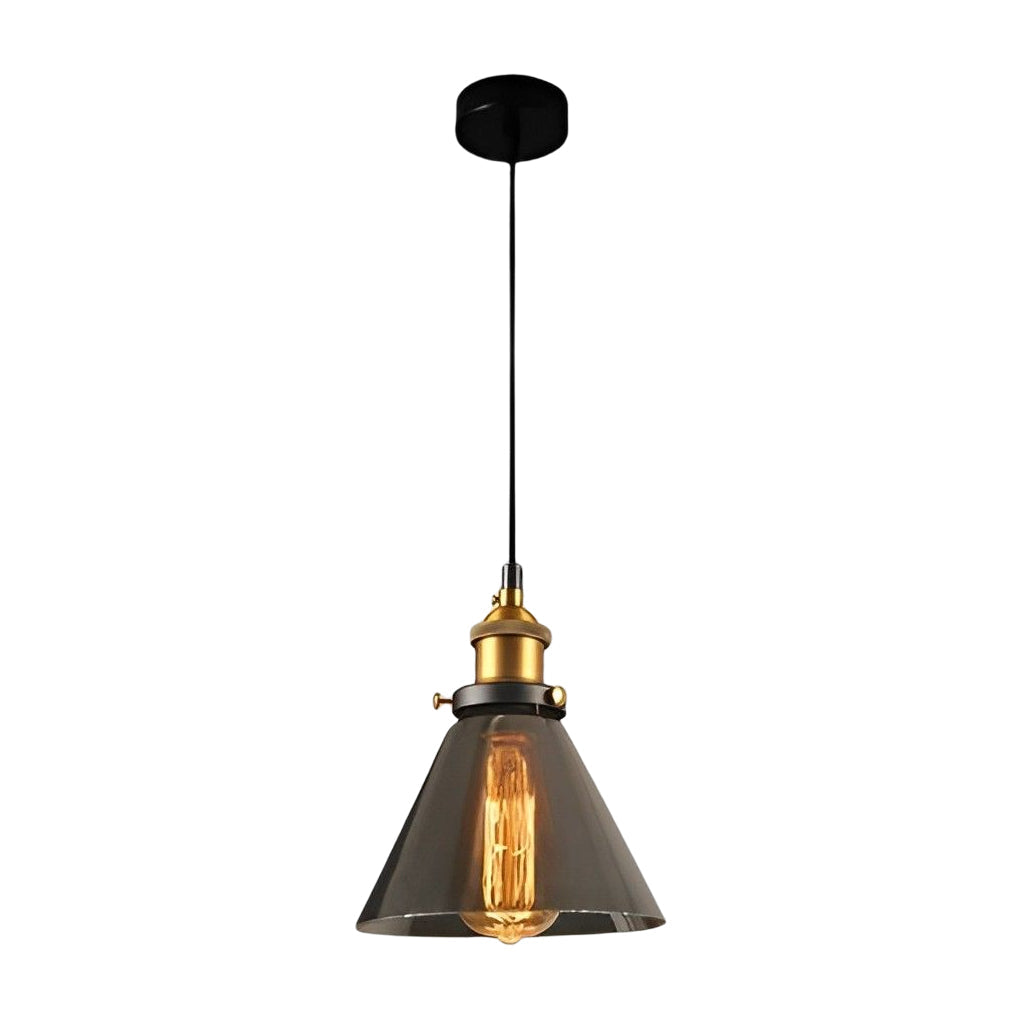 Smoke Gray Glass Industrial Pendant Light – Modern Minimalist