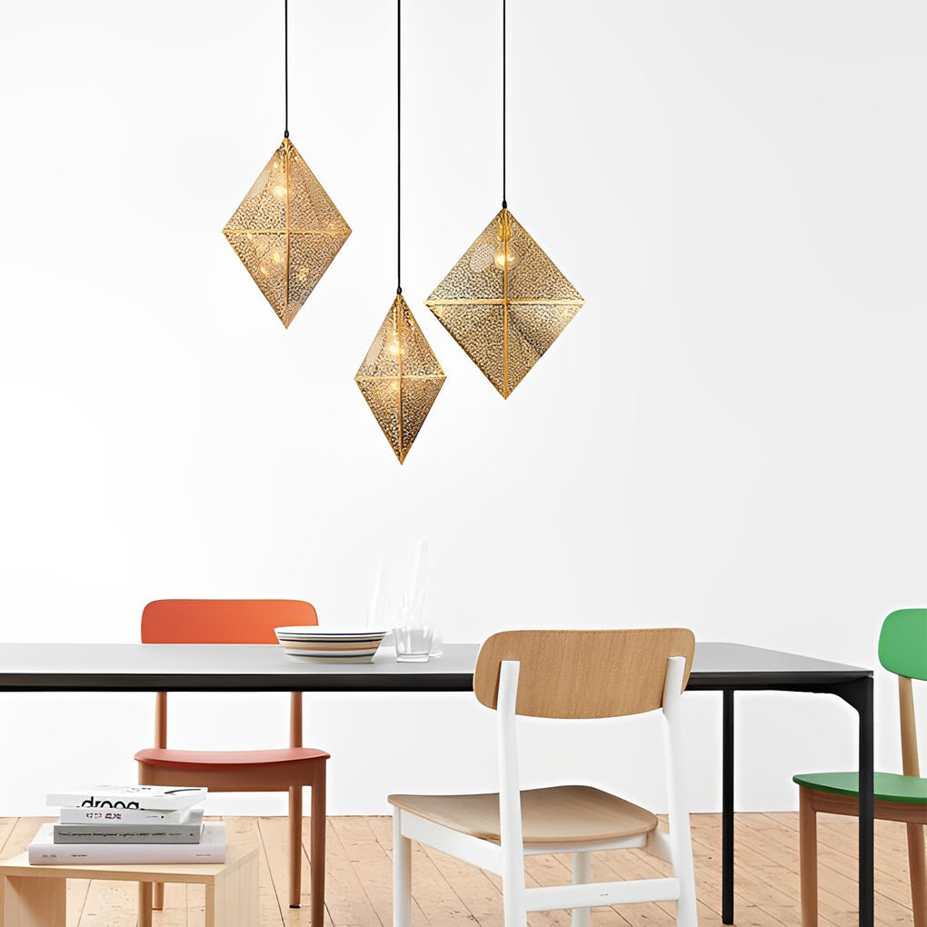 Geometric Stainless Steel Pendant Light - Modern Hollow Design