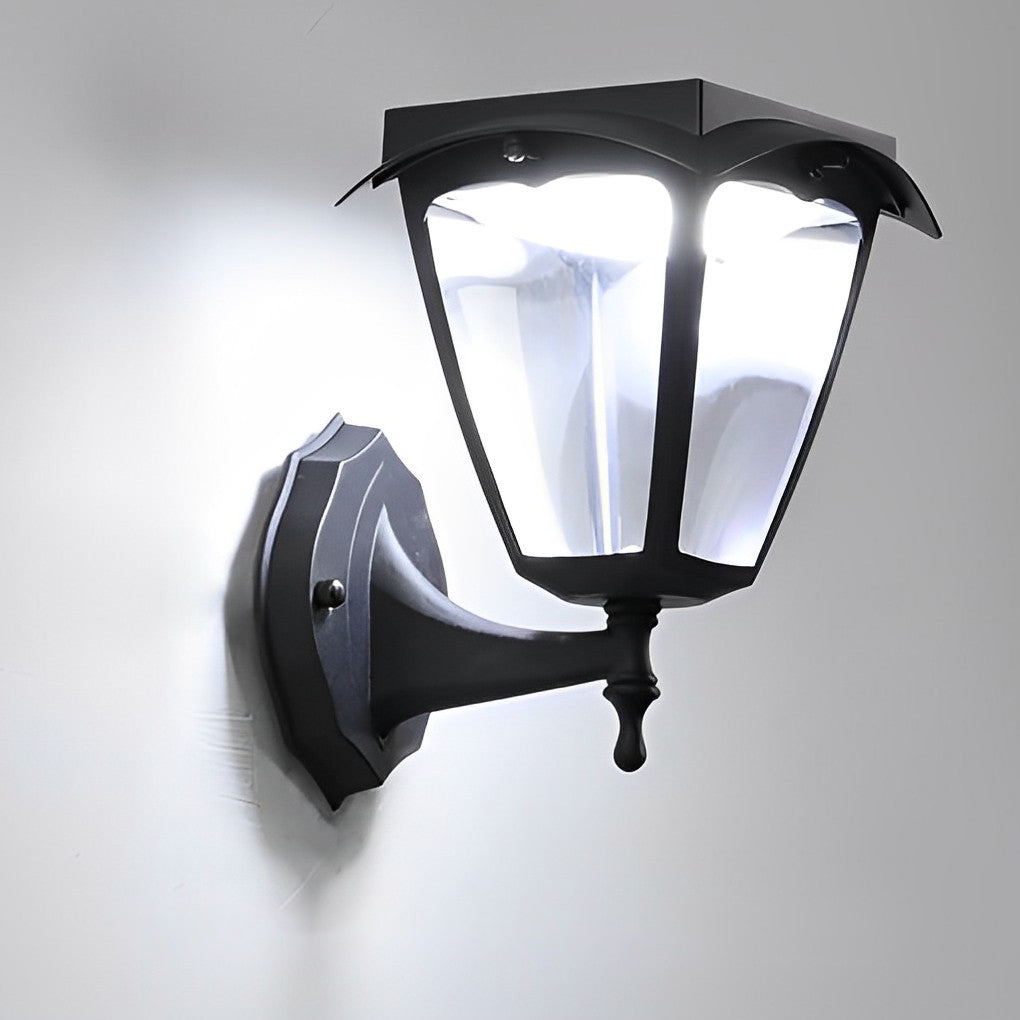 Solar Powered LED Outdoor Wall Light - Modern Black Aluminum