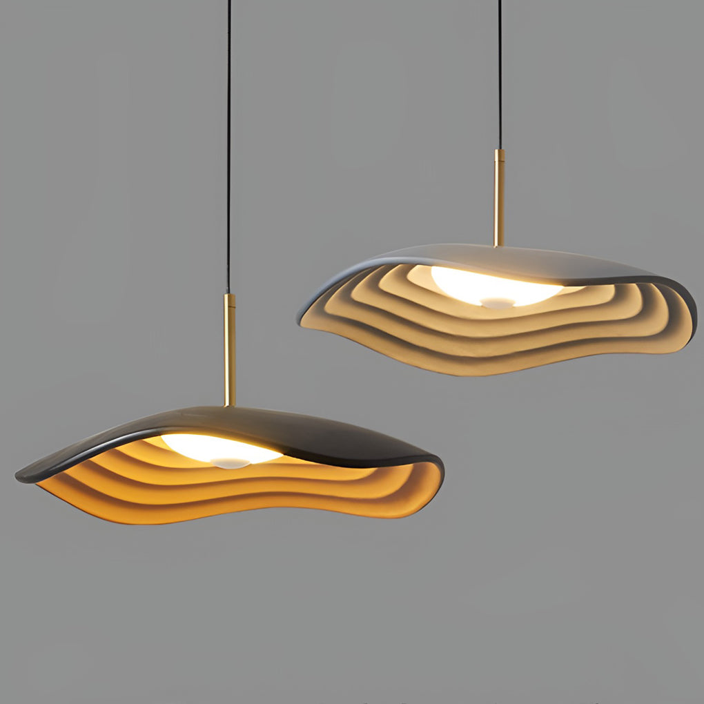 Modern Round Resin Pendant Light with 12W LED – Black & Gray