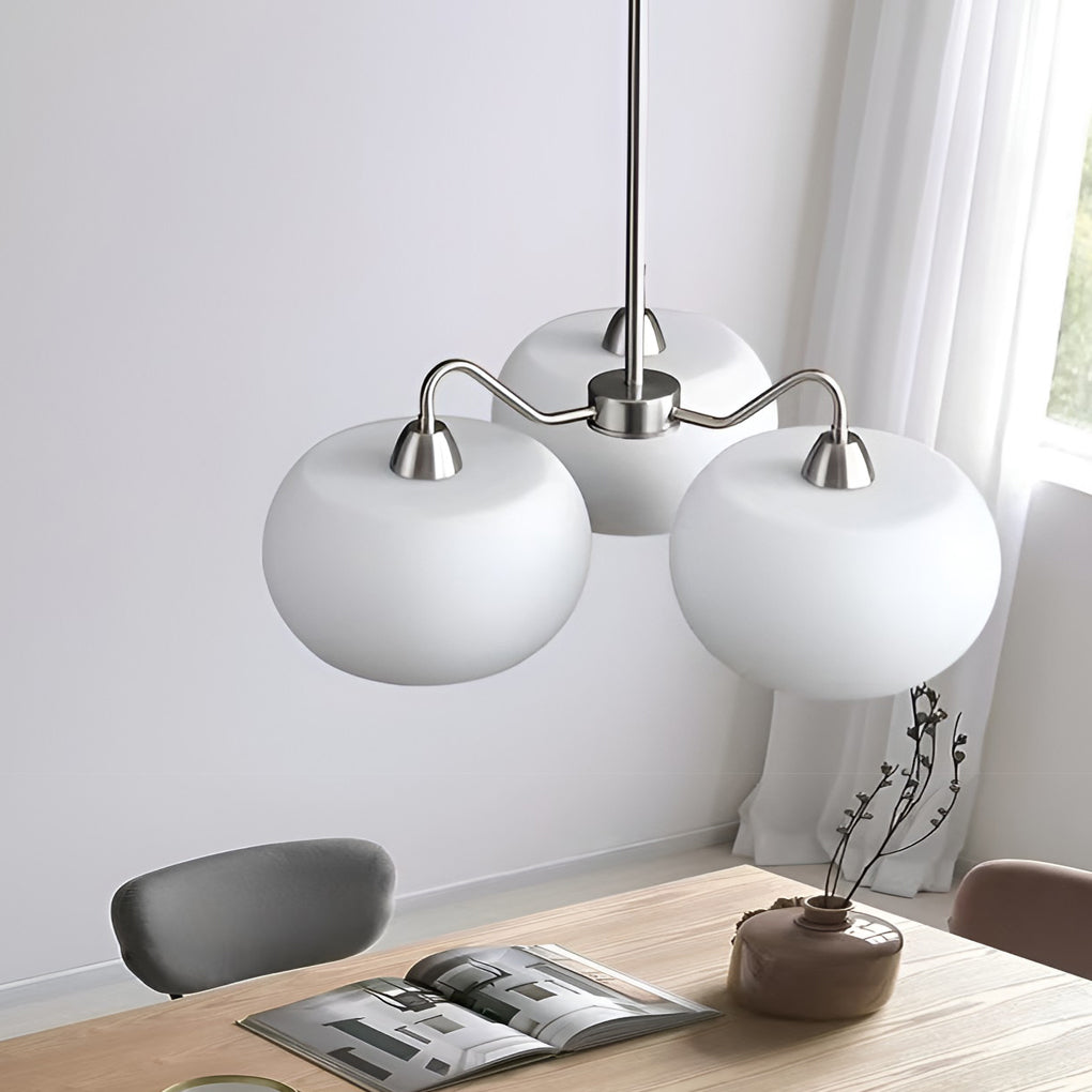 White Glass Vintage Chandelier 3-Light E27 Pendant Lamp