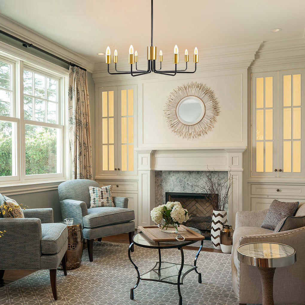 8-Light Farmhouse Iron Chandelier with Adjustable Height