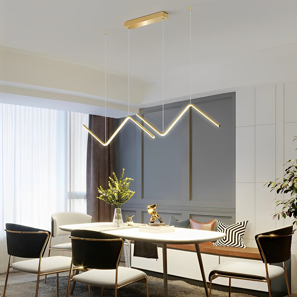 Wavy Linear LED Pendant Light with 3-Step Dimming