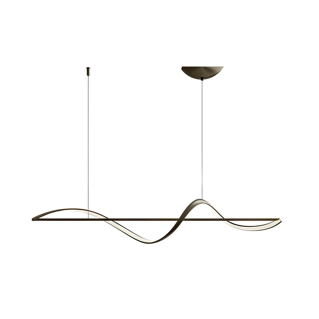 Modern Wave LED Copper Pendant Light for Dining Room