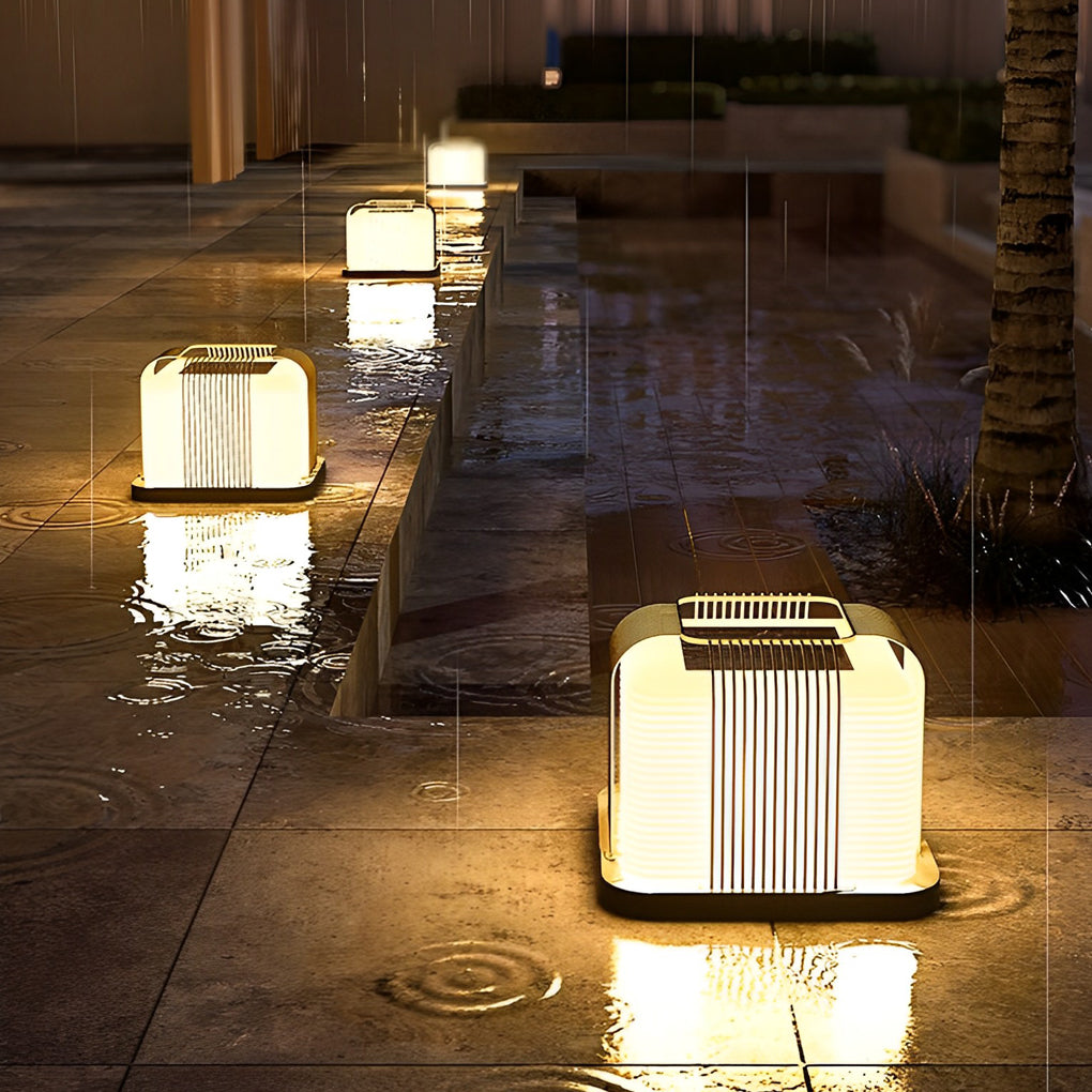 Modern Square LED Outdoor Post Light - Stainless Steel & PE Shade