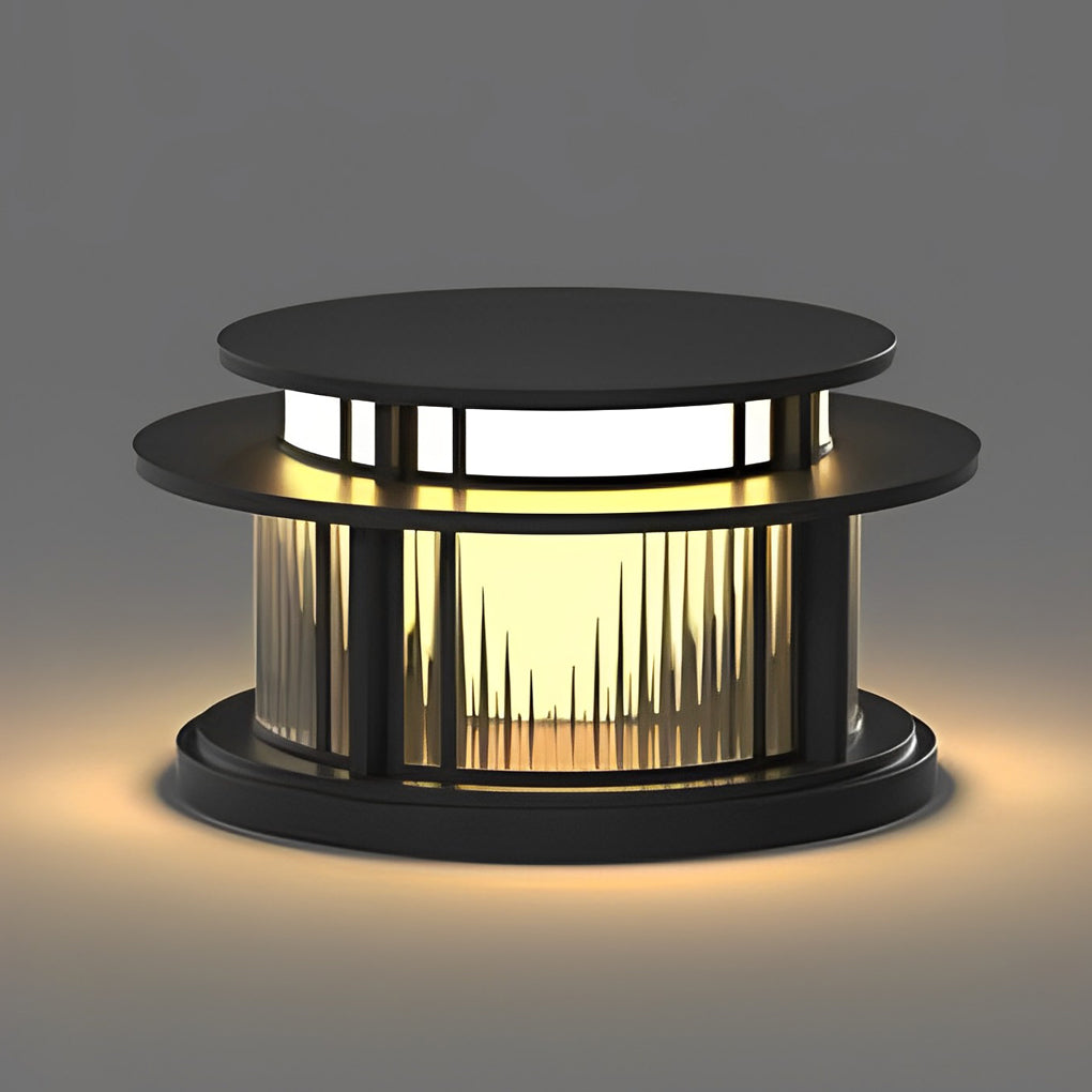 Modern Round Solar Outdoor Post Light - Waterproof LED Pillar Lamp
