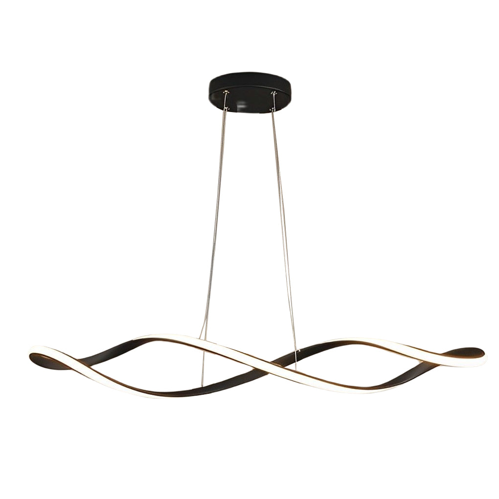 Modern Wave Pendant Light with Stepless Dimming & Remote Control