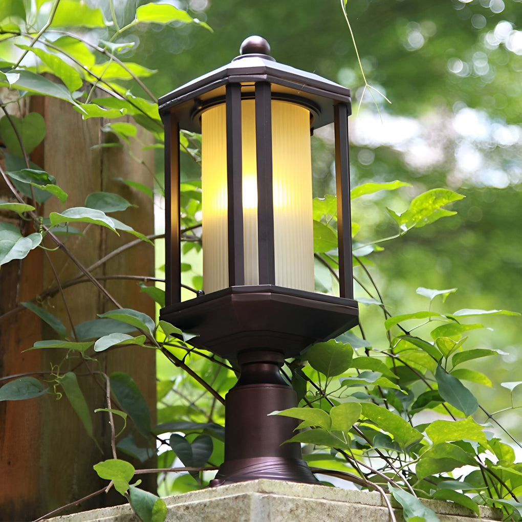 Retro Rose Gold Outdoor Pillar Post Light – Aluminum Waterproof