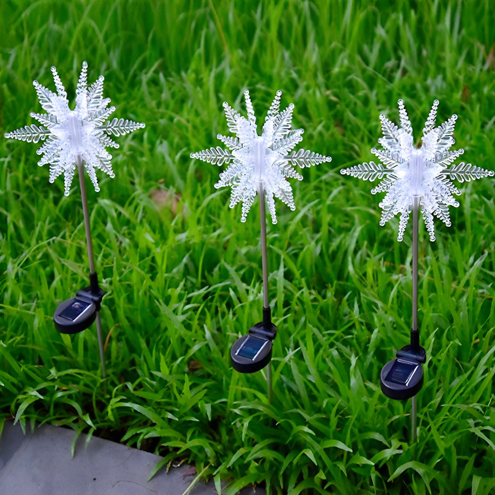 Solar Snowflake Lawn Lights Set - Acrylic Outdoor Garden Decor