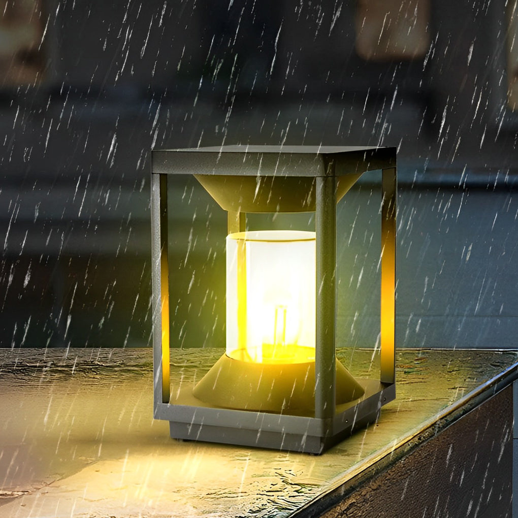 Square Modern Solar LED Fence Post Light - Waterproof Aluminum
