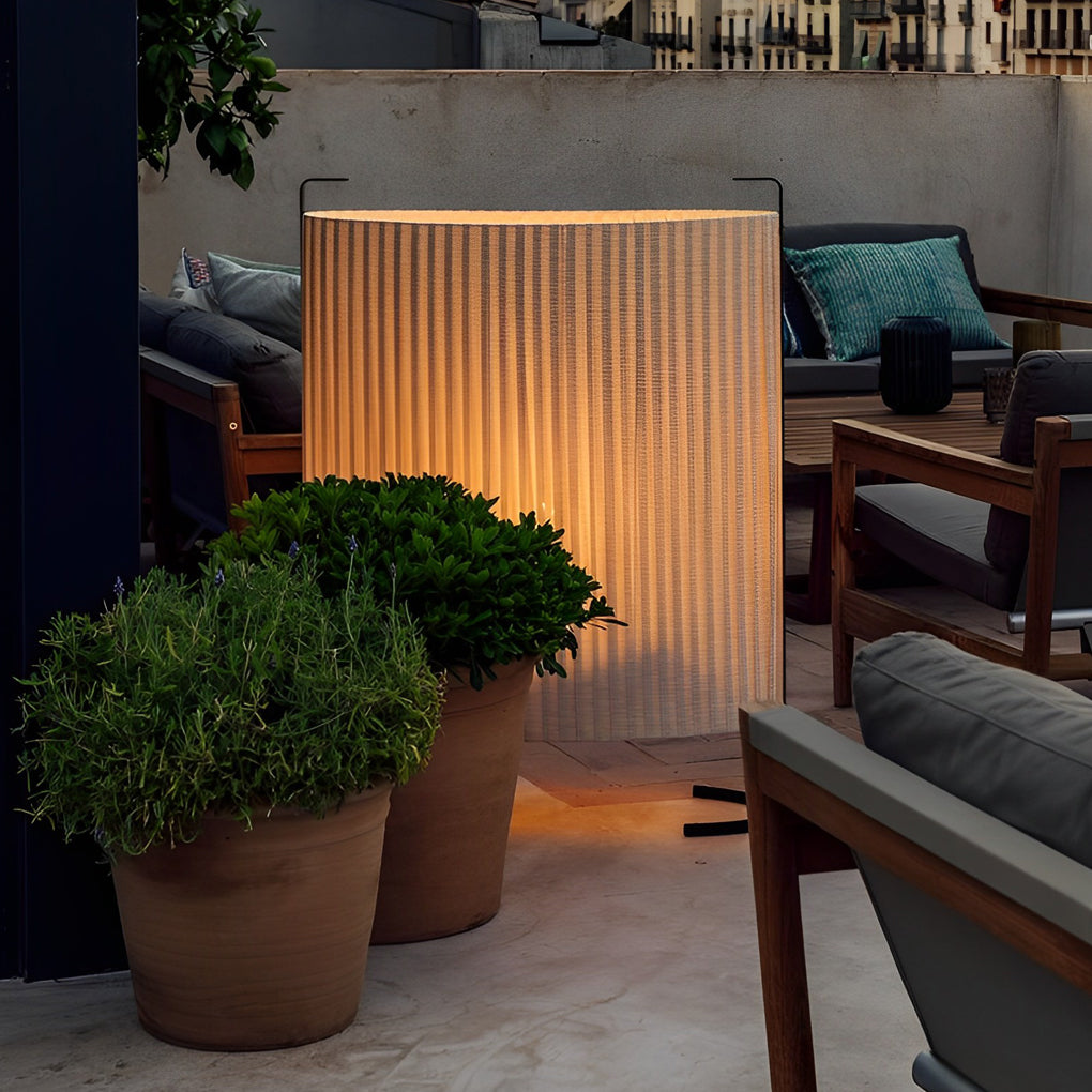 Japanese-Style Fabric Outdoor Floor Lamp - Modern Aluminum Frame