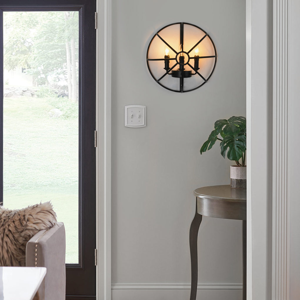 Hemispherical Iron Wall Sconce Black Retro Industrial Light Fixture