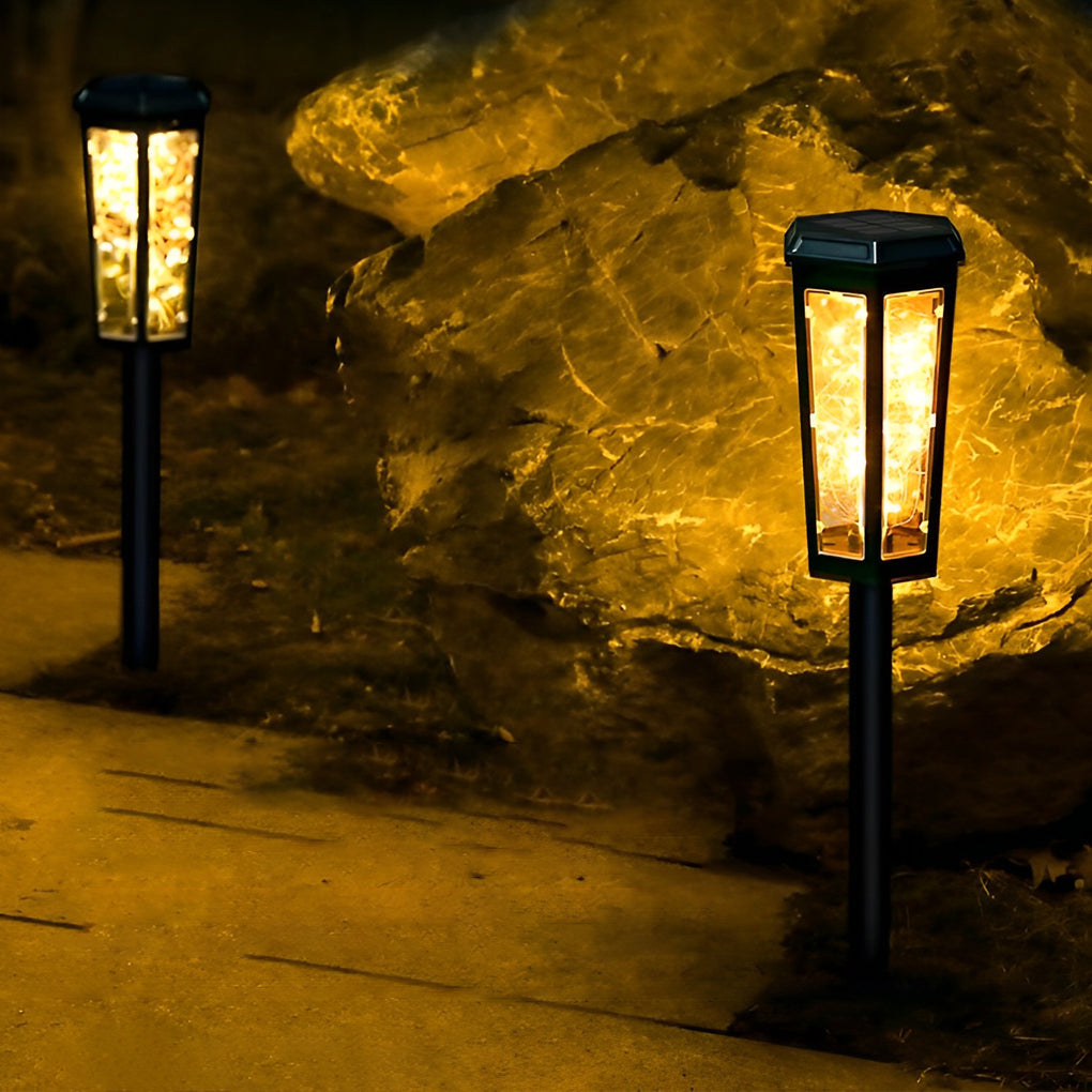 Hexagonal Solar Lawn Lights with Motion Sensor - Set of 2