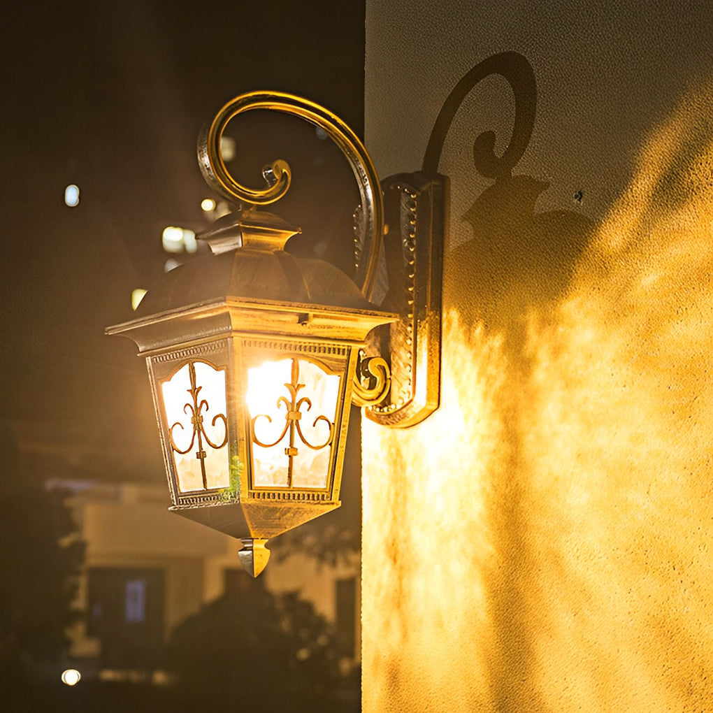 Retro European Outdoor Wall Light - Die-Cast Aluminum & Glass