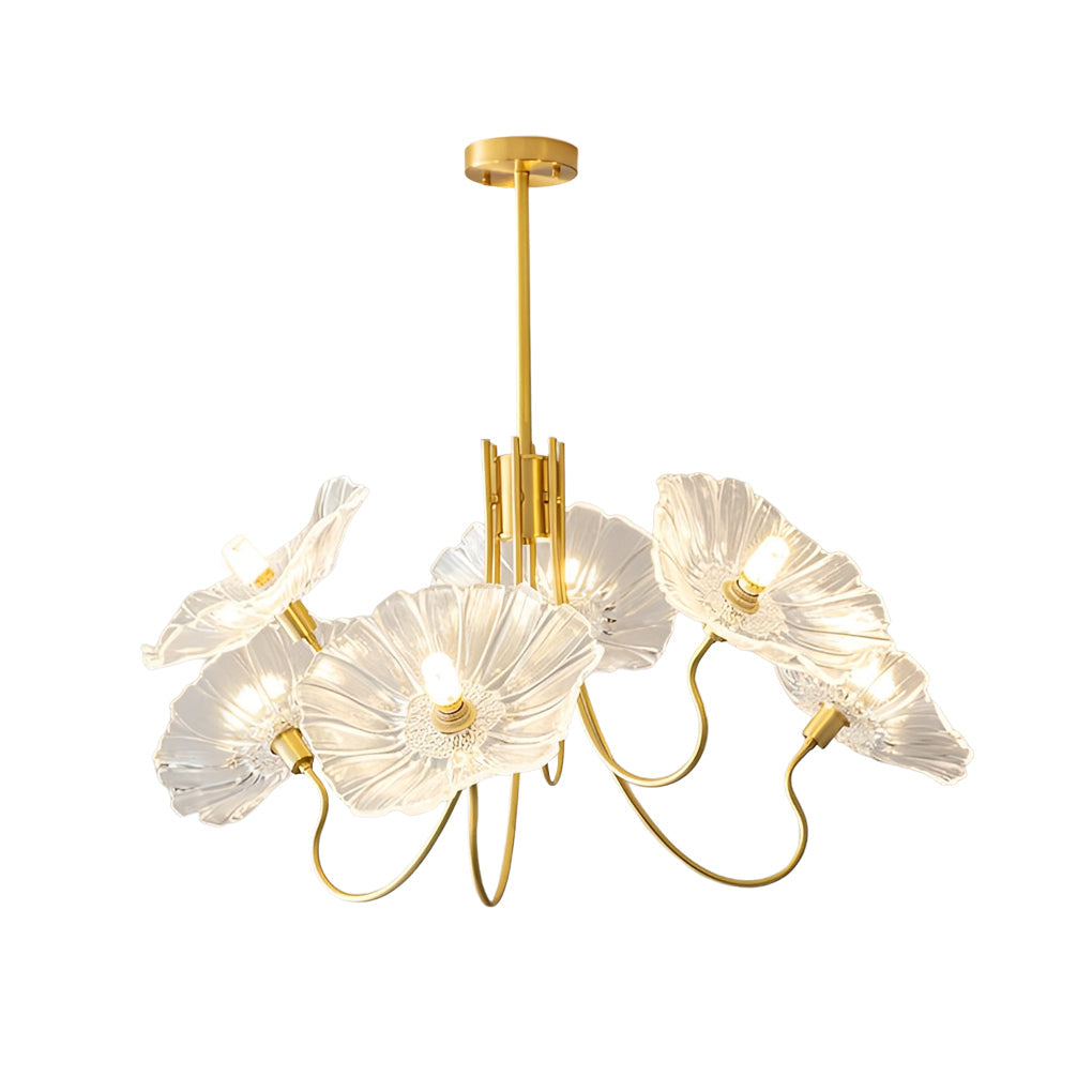 Flower Glass Shade Copper Chandelier – Modern Minimalist Design