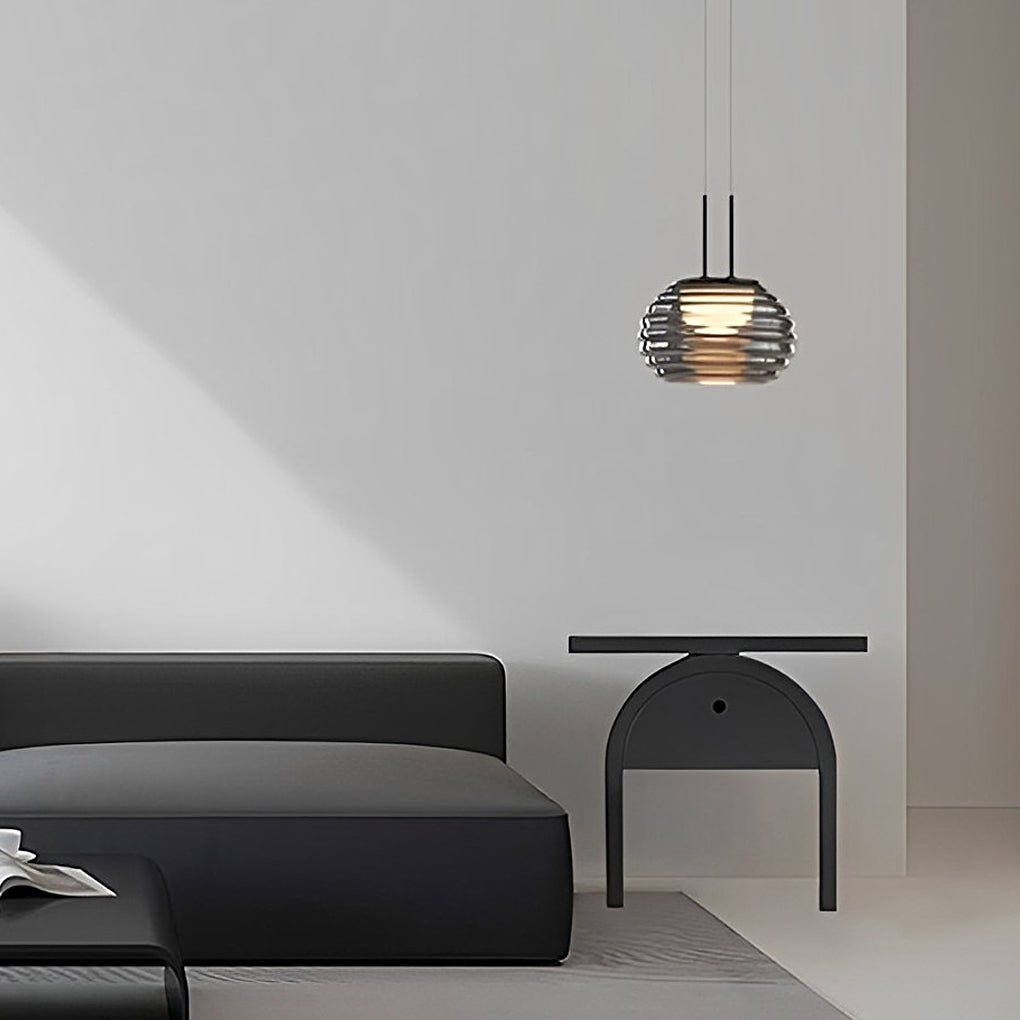 Smoke Gray Glass Ball Pendant Light Modern LED Island Lighting