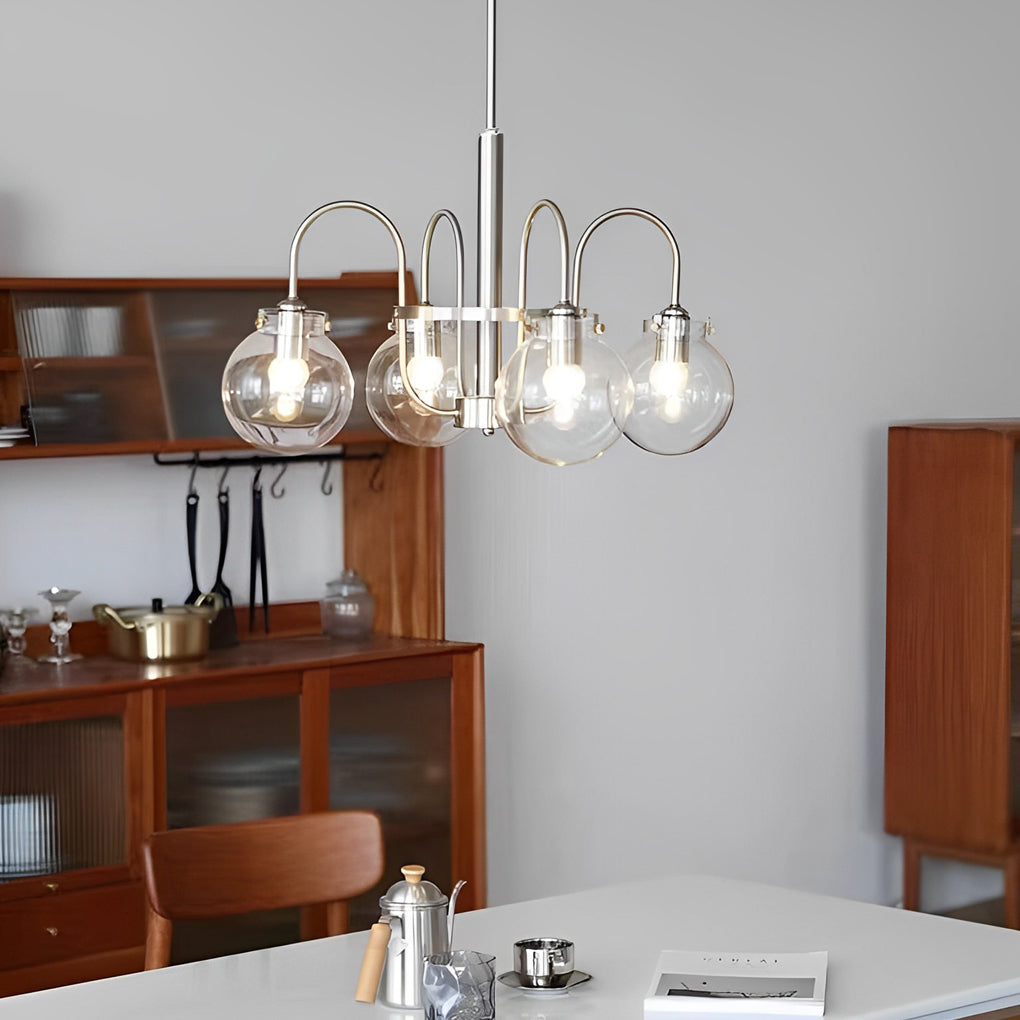 Glass Ball Curved Arm Chandelier - Modern Nordic Pendant Light
