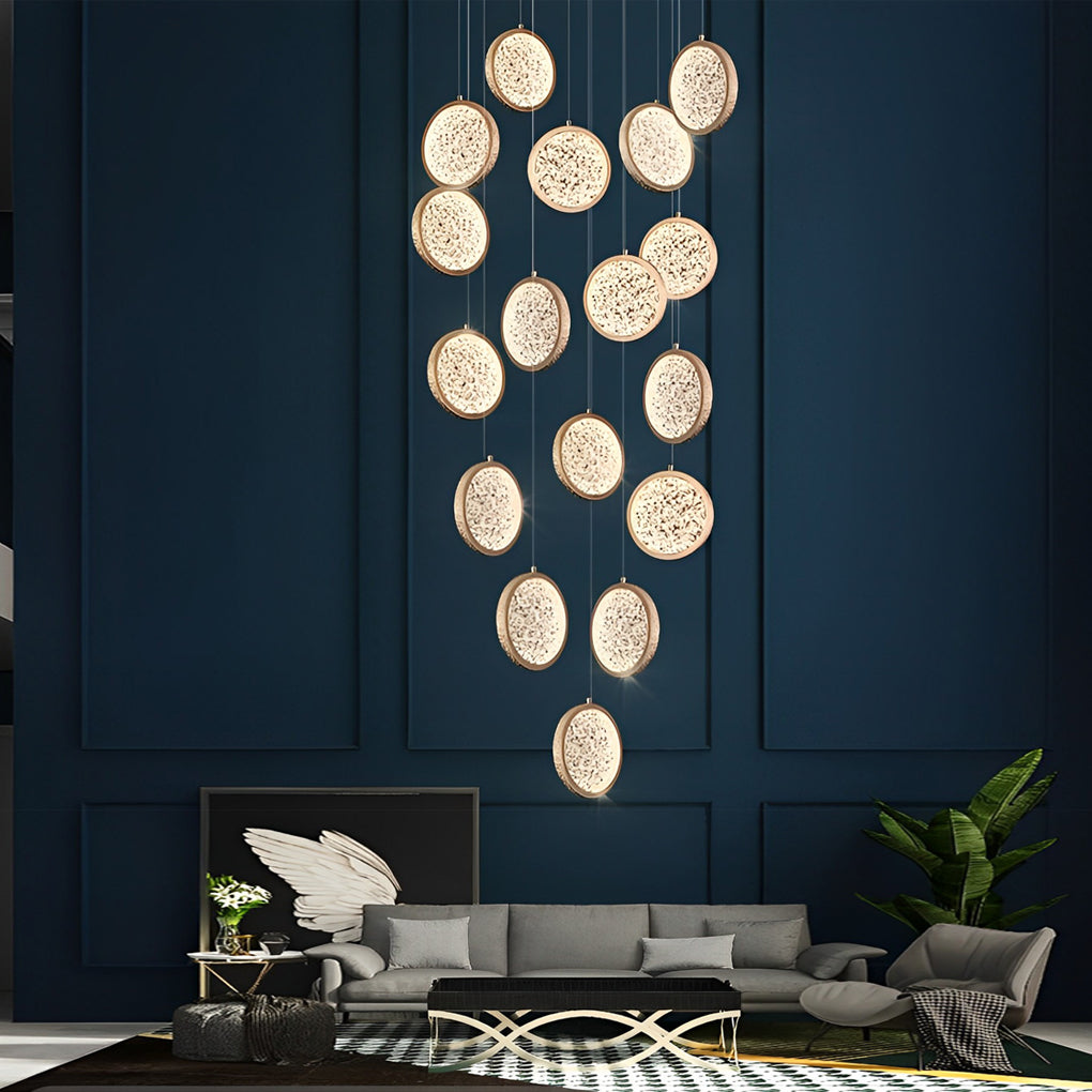 Modern Round Pendant Light with Iron & Acrylic Shade - 3-Step Dimming