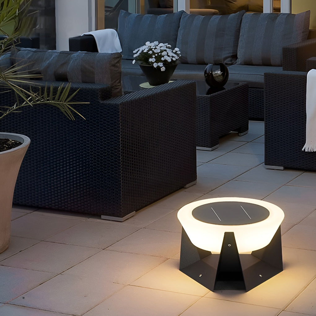 Solar LED Outdoor Post Light - Gray Stainless Steel Pillar Lamp