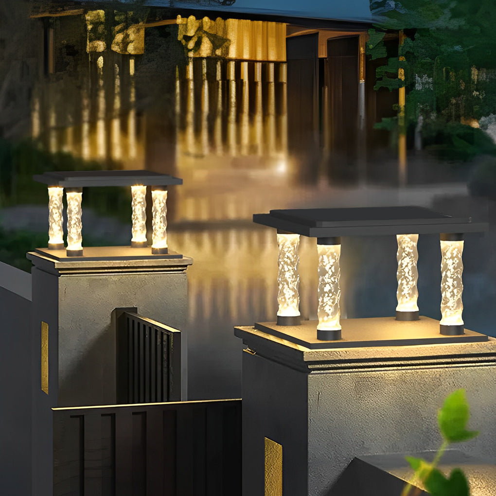 Modern Solar Post Cap Light - Waterproof LED Outdoor Post Lamp